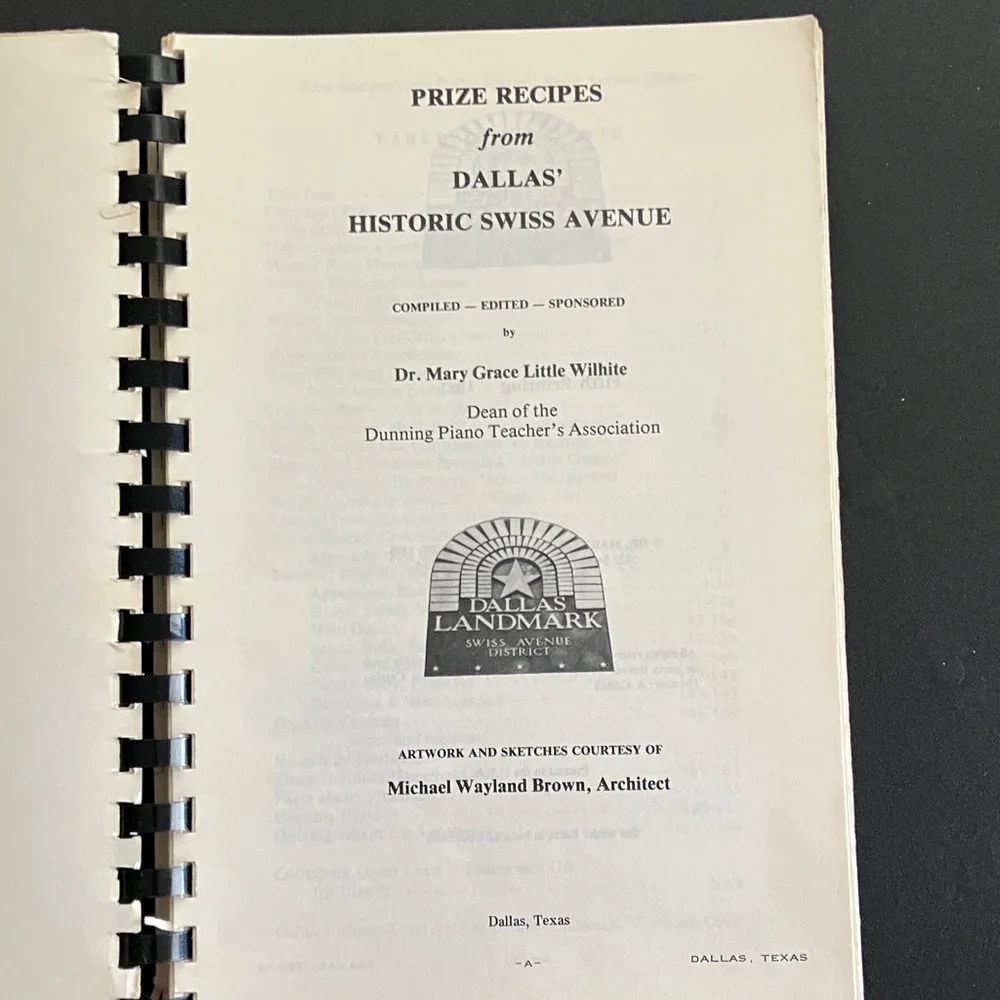 Dallas Community Cookbook Swiss Avenue District 1981 Spiral Bound Recipe Book